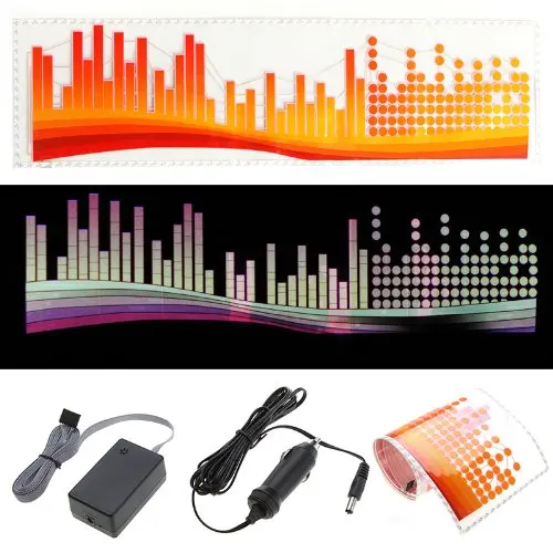 

AUTO Colourful Flash Car Sticker Music Rhythm LED EL Light Lamp Sound Activated Equalizer-Dot color bar
