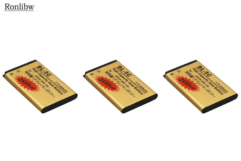 Ronlibw 3 шт 2450mAh BL-5C BL 5C Золото Замена батареи для Nokia 6230 6270 6555 6600 6630 6670 6680 6681 6682 6820 6330 6263