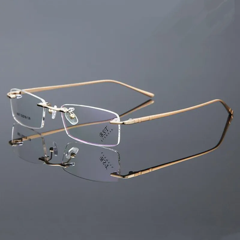 Luxury Pure Titanium Half Rimless Eyeglass Frames Men Women Glasses