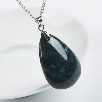 

Genuine Namibia Natural Pietersite Pendant Blue Gem Stone Women Men Necklace Water Drop Bead Pendant 33x23x8mm