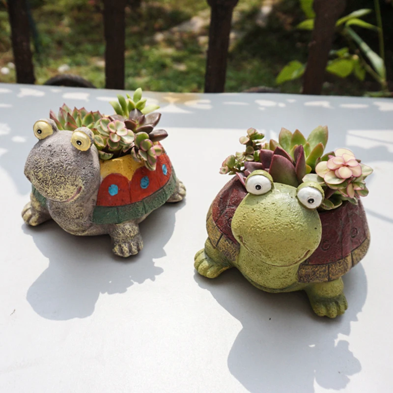 

1pc Cute Cartoon Turtle Planter for Succulents Decorative Desktop Flower Pot for Mini Bonsai Home Garden Decoration