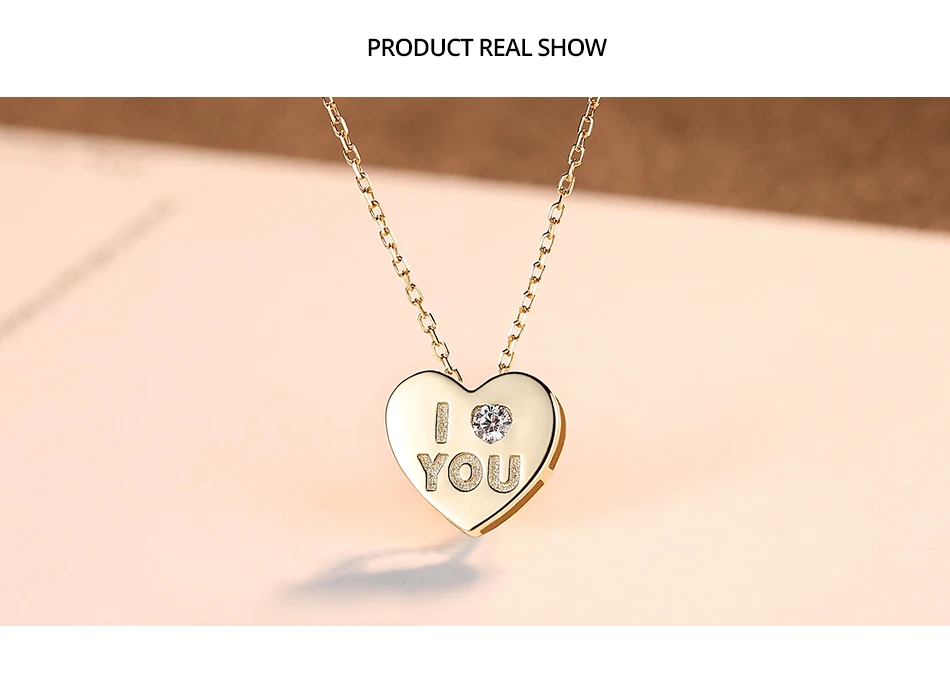 Gem& Time 14k Золотое короткое ожерелье с подвеской в виде сердца с надписью «Love You» Для женщин CZ циркониевое Очаровательное ожерелье ювелирные изделия из желтого золота N14132