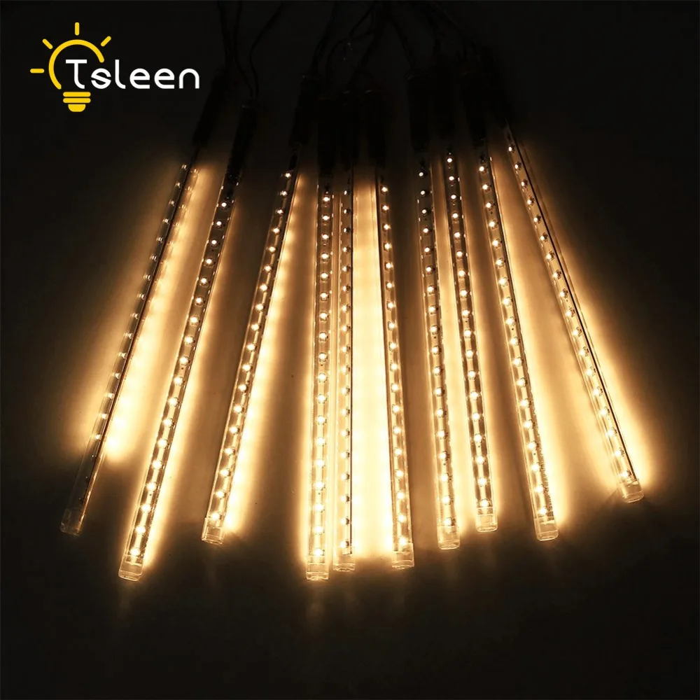 

TSLEEN 50cm 30cm tube led meteor shower falling rain light waterproof icicle raindrop lamp garden bar highway xmas tree decors