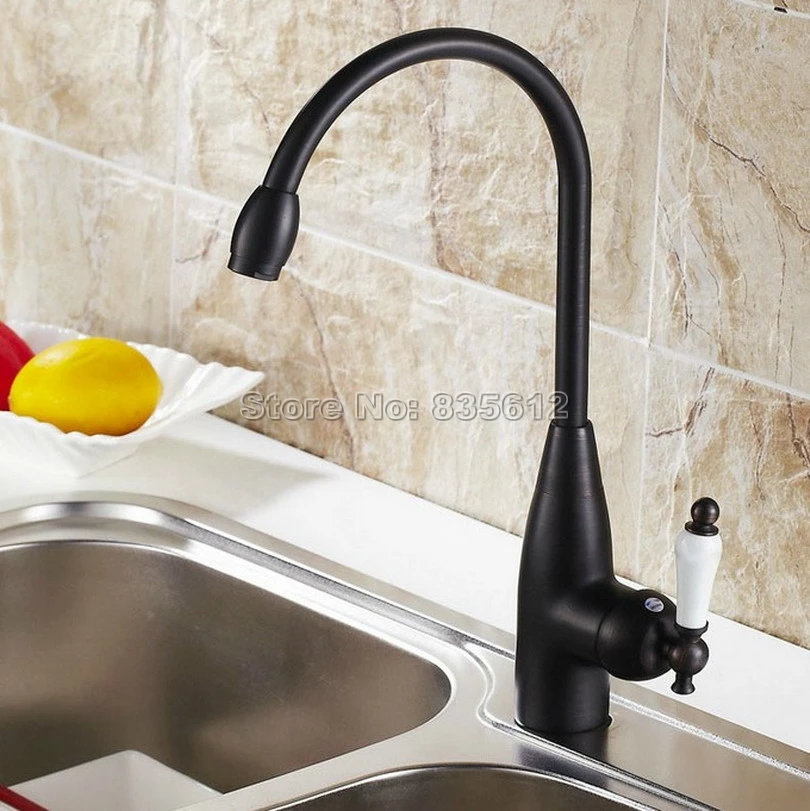 Black Oil Rubbed Bronze Swivel Spout Kitchen Sink Basin Faucet