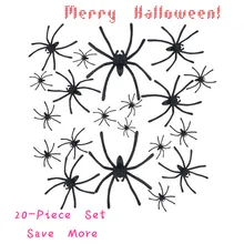 Lovely Pets Free shipping Halloween 20 PC Realistic Plastic Black Spider Joking Toys Decoration or Gift Jul28