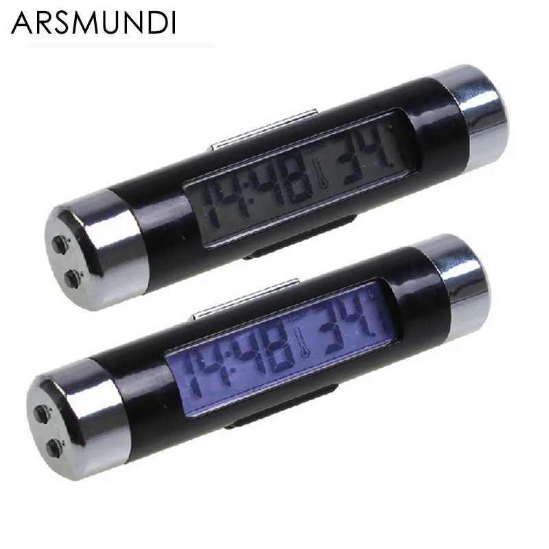 

Blue back light 1pcs Car LCD Clip-on Digital Thermometer Clock Luminous Backlight Automobile Car Clock Calendar Hot