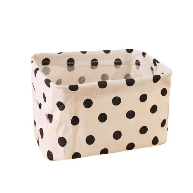 

2019 New Cotton Linen Desktop Storage Basket Sundries Case with Handle Desk Container Makeup Organizer Popular