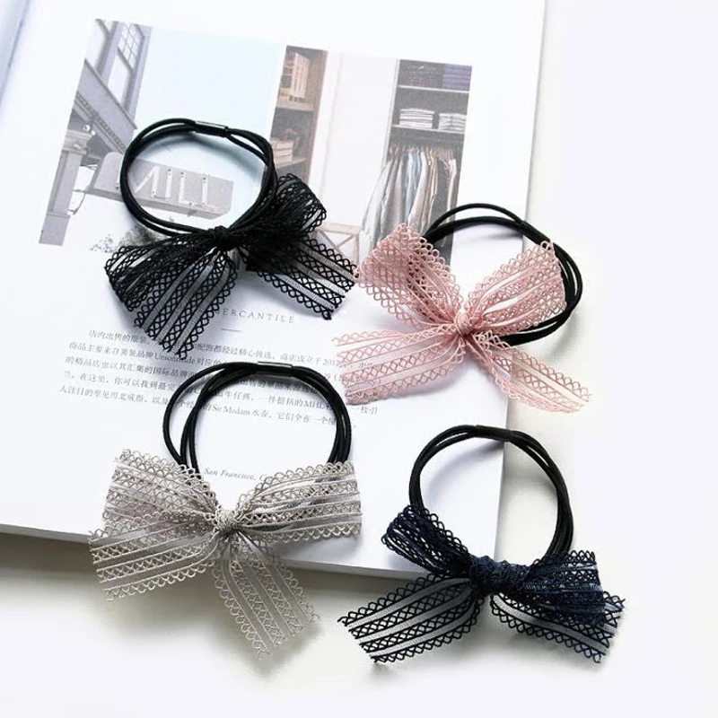 

Women Hair Bands Lace Ribbon Bowknot Rubber Band Solid Color Head Rope Scrunchies Ponytail Holder Gum for Girls Hair Accessories