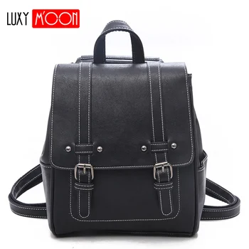 

Vintage Women PU Leather Backpack 2019 New School Bags for Girls Lady High Quality Shoulder Sac Fashion Rivet Mochila Mujer XA4K