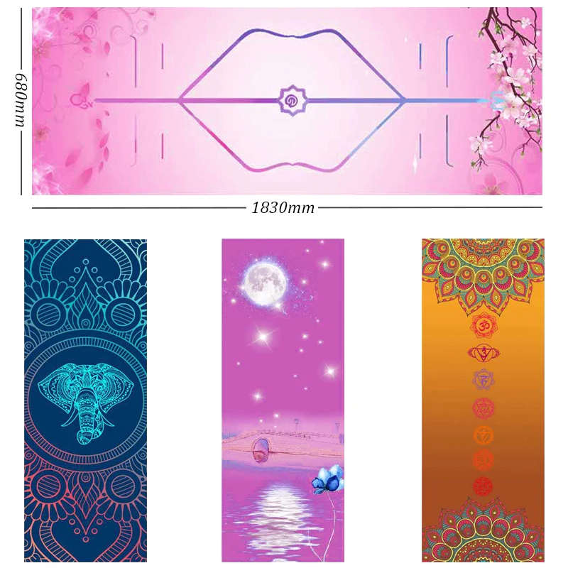 1.5MM Suede Printing Yoga Mat 1830 * 680 Sports Non-slip Fitness High Temperature Esterilla Towels with Bag | Спорт и развлечения