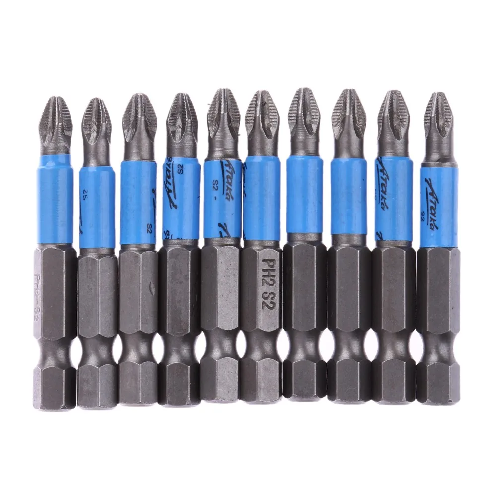 10pcs Anti Slip Screwdriver Bit Set 50mm Phillips PH2 Single