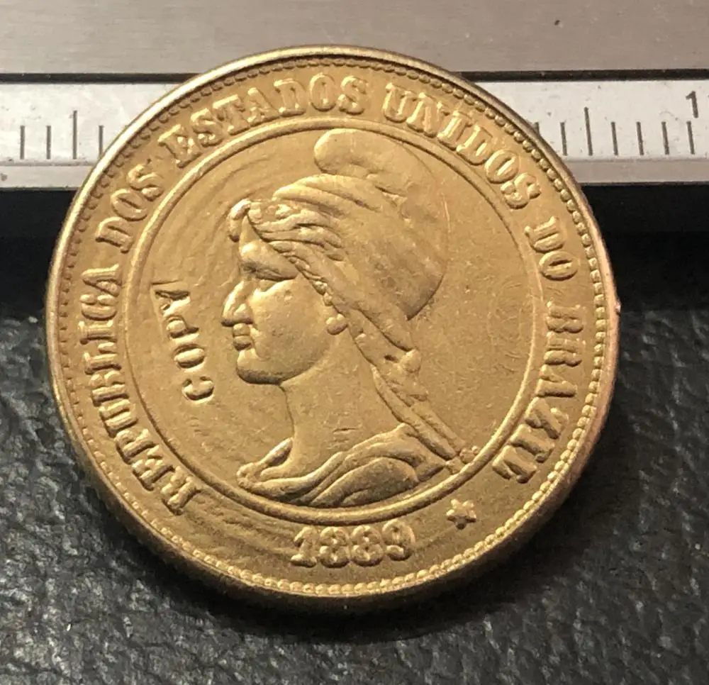 1889 Бразилия 10000 рейс копия золотой монеты