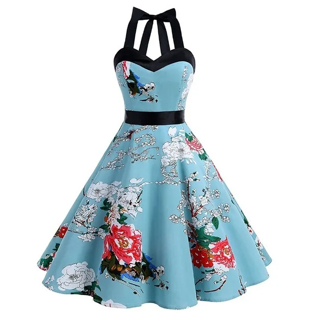 Women's Summer Dress  Women's Floral Retro Vintage Clothes 50 S 60 S Casual Party Robe Rockabilly Dress Plus Size Vestido Muji