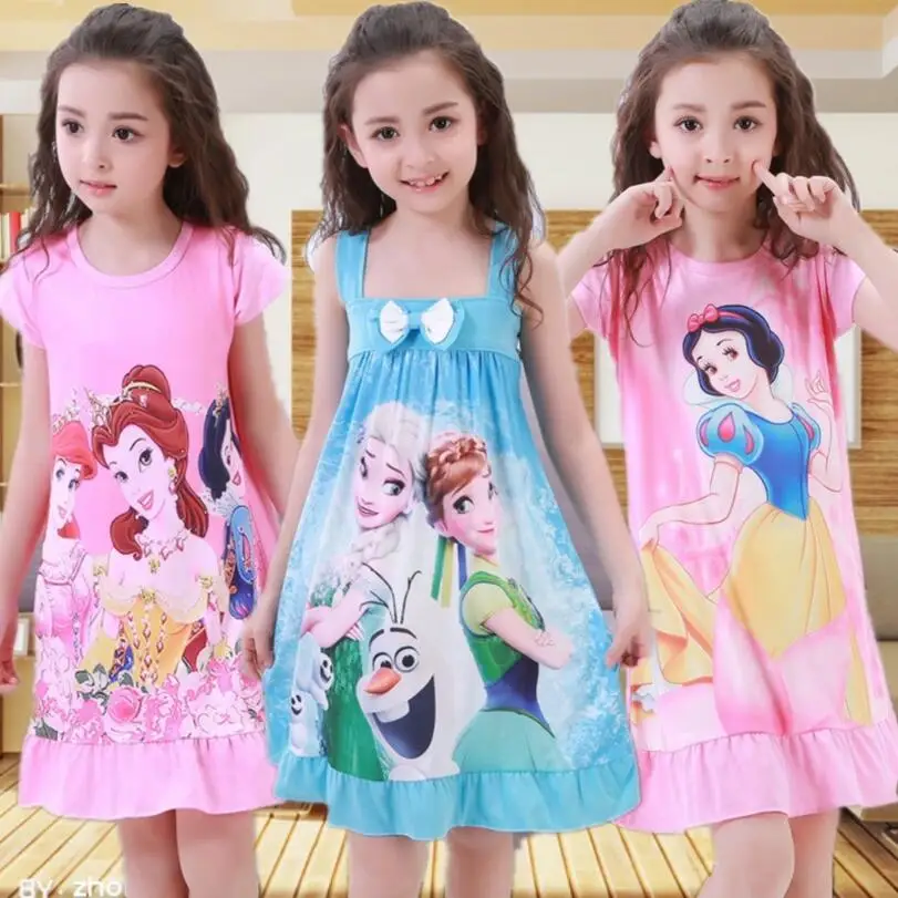 Новинка детская Костюмы летние платья Обувь для девочек детские пижамы хлопковая ночная рубашка принцессы Детская домашняя cltohing ночное белье для девочек