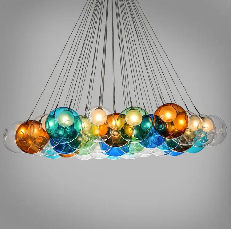 DIY bubbles colorful glass modern pendant lamp home or holiday