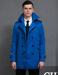 Для мужчин плащ на осень-зиму Для мужчин пальто Узкие повседневные средней длины негабаритных пальто осень пальто! S-5XL - Цвет: Синий