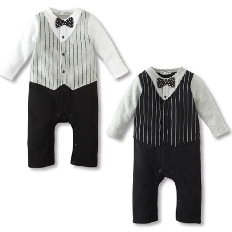 Newborn Baby Boy Rompers 100 Cotton Tie Gentleman Suit Bow Leisure