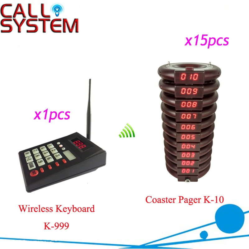 

Ycall 999 Channel Wireless Waiter Buzzer Call System 1 keyboard 15 pagers Restaurant equipment