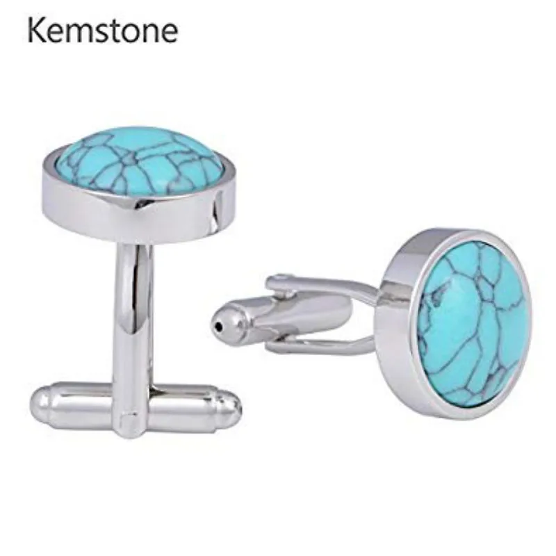 Винтажные серебряные запонки Kemstone из сплава и камня круглые ювелирные изделия