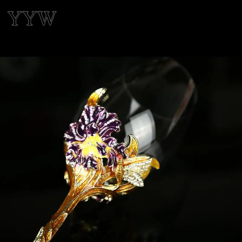 Beauty Glasses Enamel Mugs Cup Wine Glass Mug Flower Glass Cups Lover A Cup Gift Champagne Goblet Party Barware Kitchen Tools