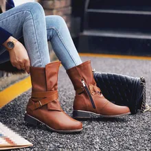 YMECHIC/ г. винтажные женские короткие ковбойские ботинки с пряжкой и перекрестными ремешками, в западном стиле, серого, коричневого, черного цвета, на низком массивном каблуке, женская обувь, большой размер