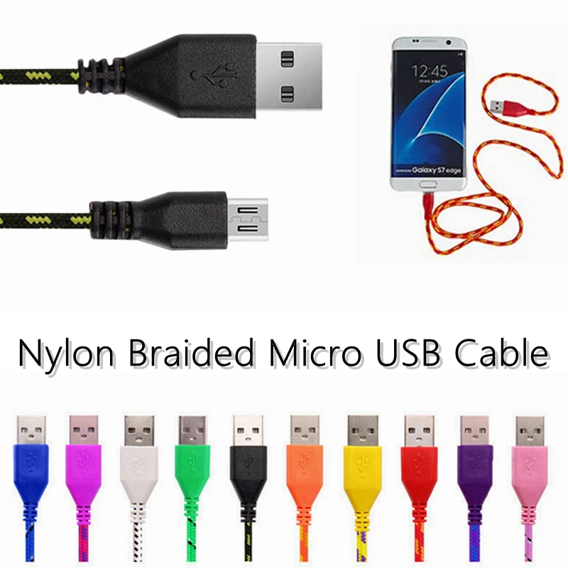 1/2/3 м нейлоновый Кабель Micro-USB в оплетке высокоскоростные кабели для передачи