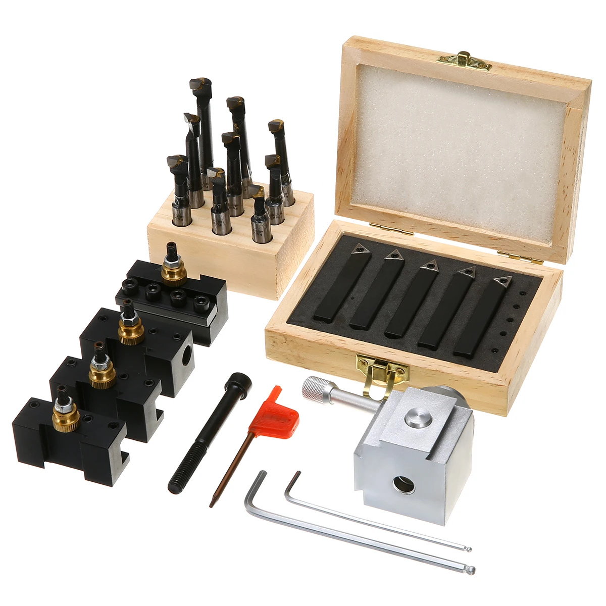 

5pcs Mayitr Quick Change Tool Post Holder + 9pcs 3/8 Boring Bar + 5pcs 3/8 Turning Tool Holder with Wrenches