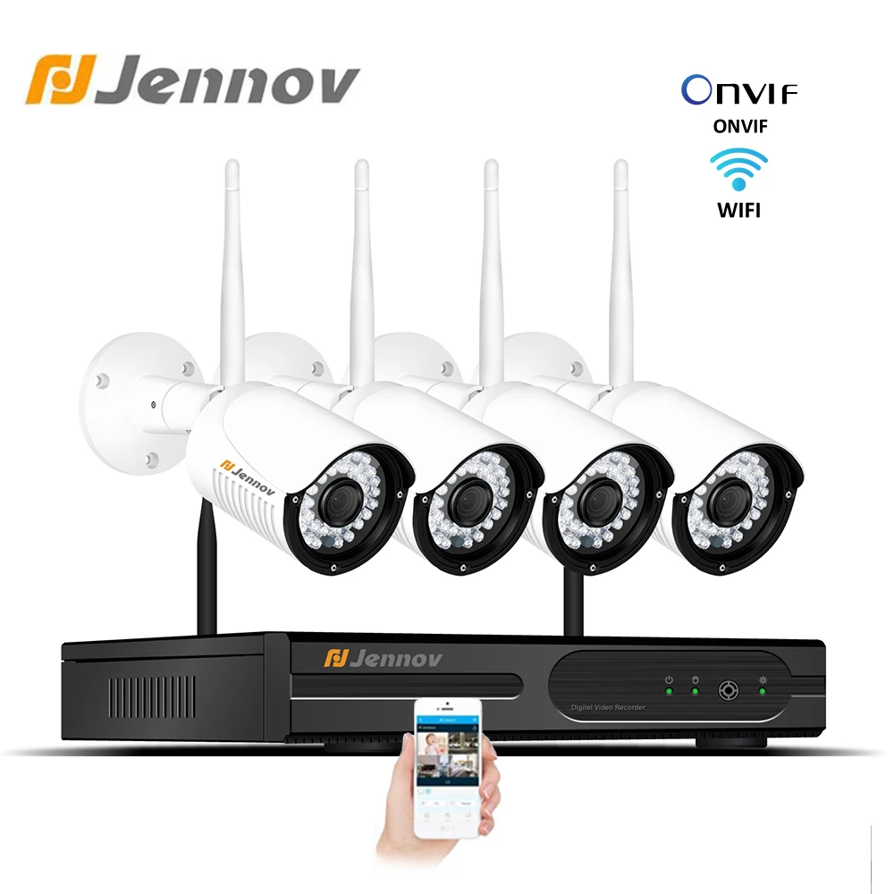 Камера видеонаблюдения Jennov HD 4 канала 2 МП беспроводная Wi Fi 1080P водонепроницаемая