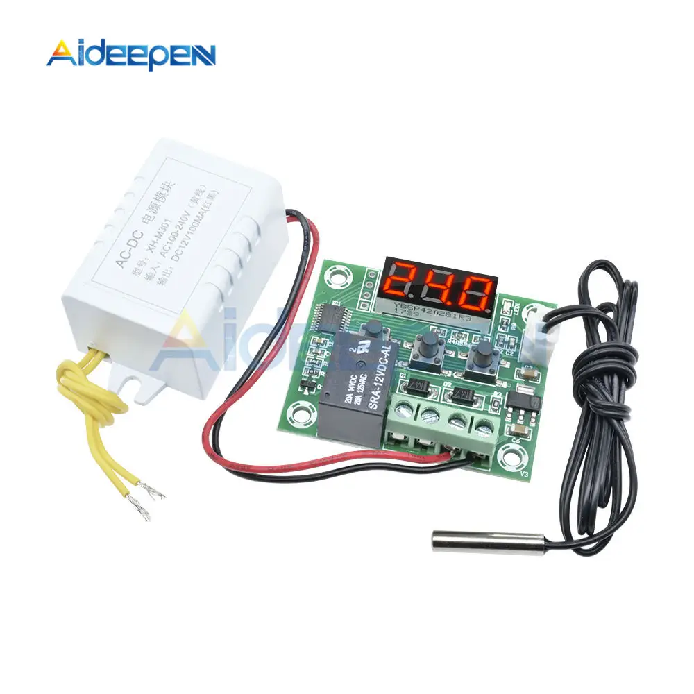 

W1209 AC 110V-220V Digital Thermostat Temperature Controller Incubation Thermostat Power Supply Module Red LED Display