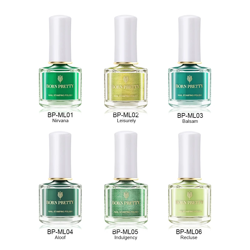 Лак для стемпинга BORN PRETTY Green Series пластина дизайна ногтей с агатом и мелодией