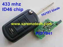 Free Shipping Flip Folding Remote Key With PCF7941 ID46 Chip 433Mhz Keyless Entry Fob HU101 blade Fit For Land Rover Discovery 3