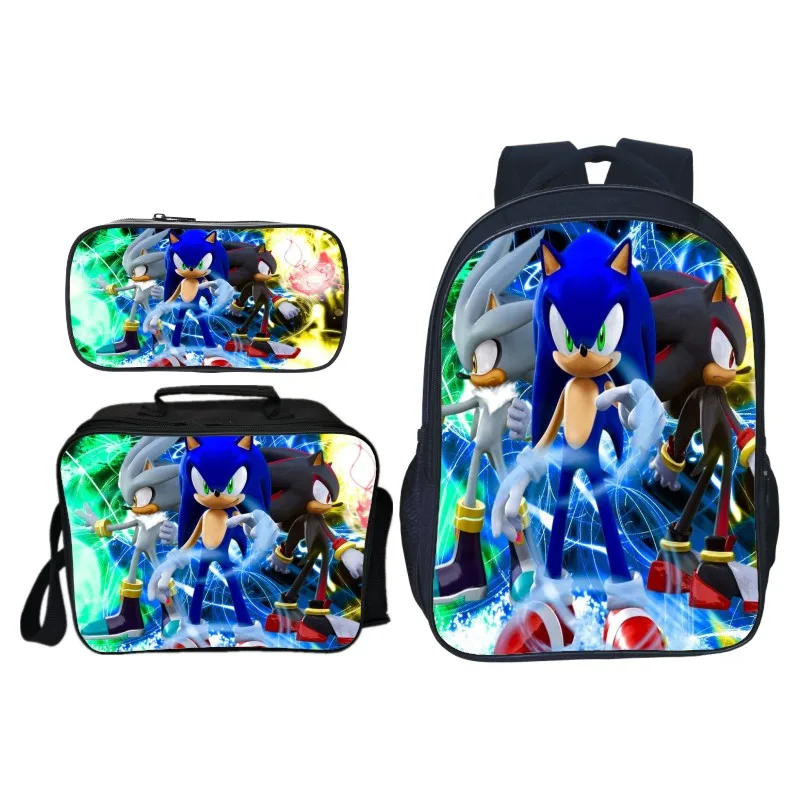 3 шт./компл. Sonic зубная щётка тени рюкзаки для детей с принтом с героями мультфильмов школьные сумки для мальчиков и девочек начальной школы школьный студенты костюм рюкзаки подарки