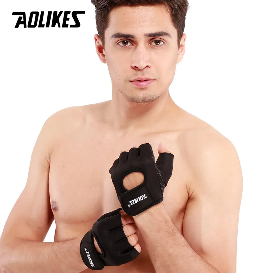 Men Non-slip Exercise Fitness Weight Lifting Riding Gym Half Finger Gloves OK 02