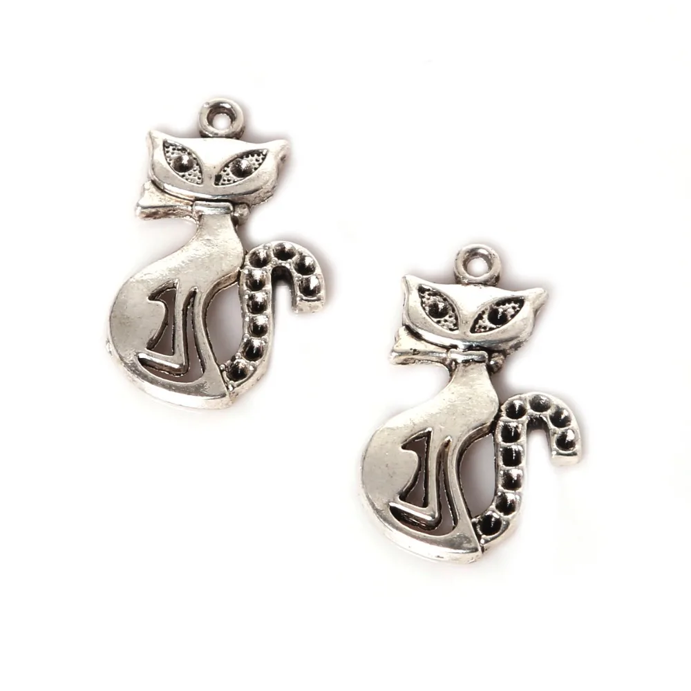 

Charm Antique Silver Color fox animal cute bracelet necklace 15*25mm 70pcs European Jewelry Beadia Craft Making