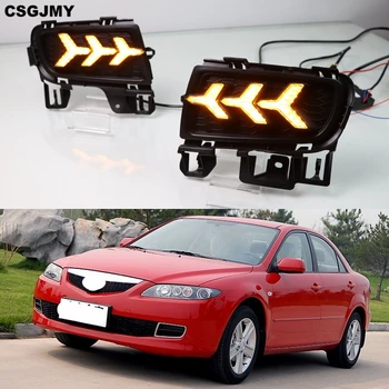 

2pcs For Mazda 6 Mazda6 2006 2007 2008 2009 LED DRL Daytime Running Light Daylight With Yellow Turn Signal and Blue night light