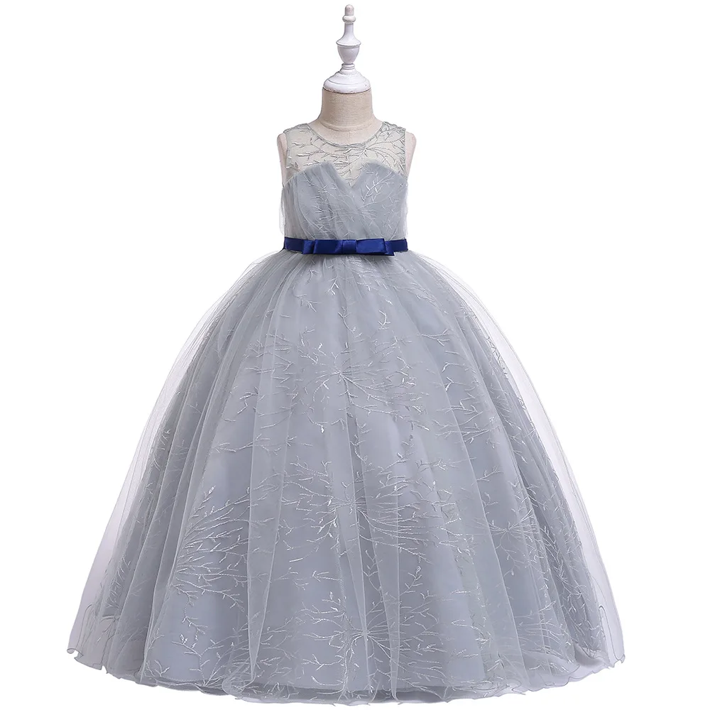 

Children's Tuxedo Embroidered Gauze Sleeveless Dress Embroidered Piano Host's Show Dress Sleeveless Kids Party for Girl Clothes