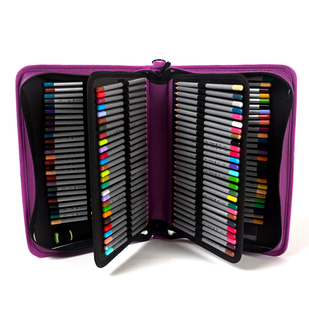 

(Random gift)160 Holes Painting Pencil Case 4 layers High Capacity Multifunction Sketch High-end Elastic band Brush NEWBEST