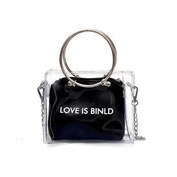 

Women Clear Transparent Mini Tote Hologram Handbag Purse Laser Holographic Bag
