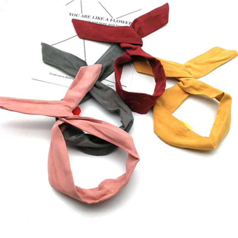 

2019 New Women Spring Suede Soft Solid Headbands Vintage Cross Knot Elastic Hairbands Bandanas Girls Hair Bands Hair Accessories
