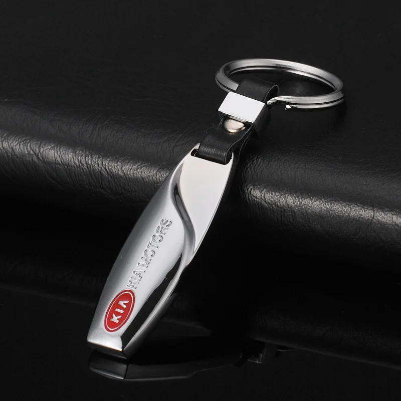 

Metal keychain Car Logo Key chain Leather Keychains Water drop shape key holder car accessories souvenir for Kia