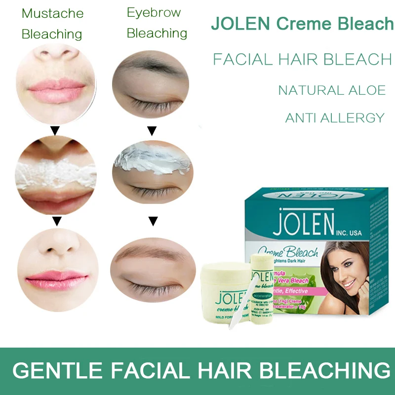 Jolen Women Facial Hair Bleaching Cream Body Eyebrow Bleach Cream Lighten  Dark Hair Whitening Mustach Removal 18g - Body Creams - AliExpress