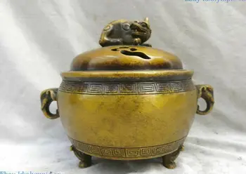 

Fine brass censer China carved dragon elephant roundness incense burner Statue