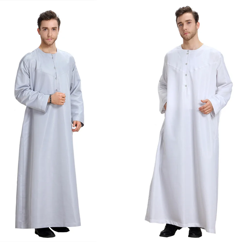 Vestido islámico abaya para hombre, Túnica musulmana de manga larga a