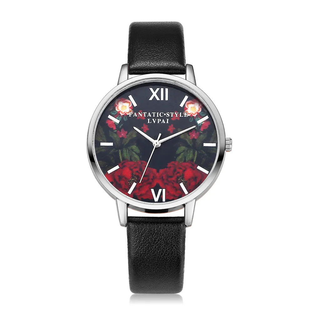 

Women's Watches Business Leather Strap Clock Silver Rose Shading Scale Dial Ladies Quartz Wristwatch Fashion Zegarki Damskie@50