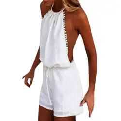 2019 Для женщин пикантные однотонные Женский мини-комбинезон пляжного типа комбинезон летние шорты пляжные Повседневное костюм высокого