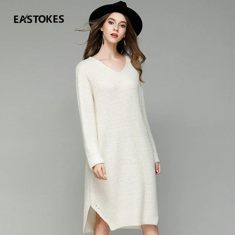 Women Long Sweater With Split Hem Ladies Fashion Pullovers Sweaters ...