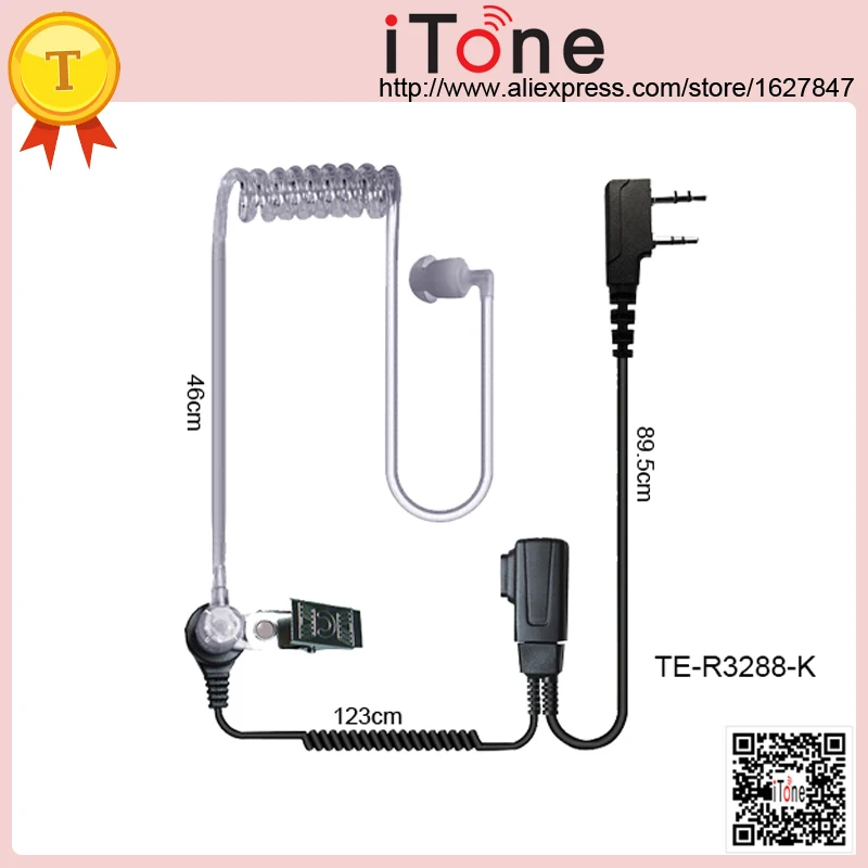 Itone Two Way Radio Headset Air Tube Earpiece For Kenwood TK 2202L TK