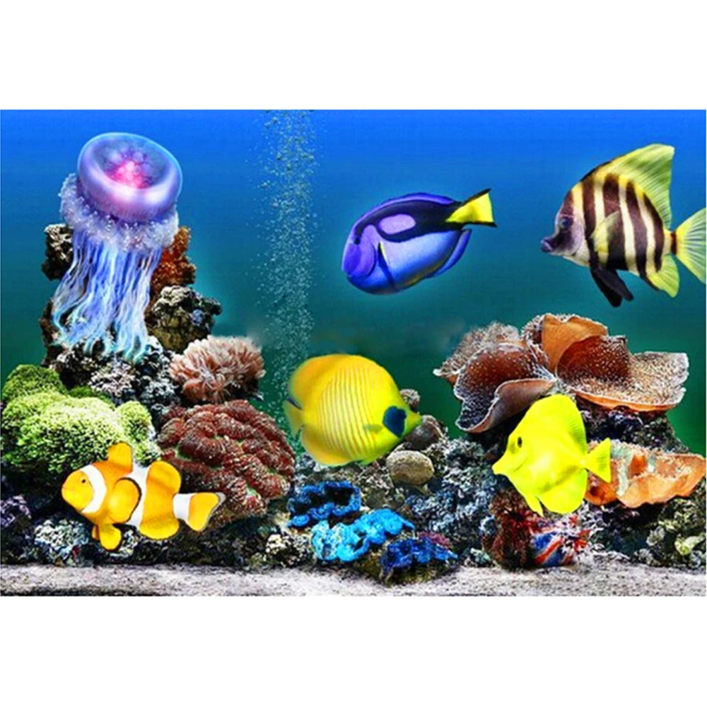 

LI LOYE 5D Diamond Mosaic Kits Deep sea fish Needlework DIY Diamond Painting Cross Stitch Round Diamond Embroidery Fashion RT327