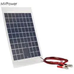 MVPower 38*22*0,4 см Открытый Портативный 18 В 10 Вт Панели Солнечные Банк DIY солнечной Зарядное устройство Панель внешний для автомобиля W/крокодил