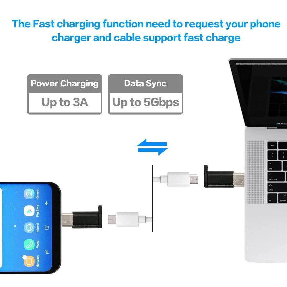 Ascromy 3 шт. usb type C адаптер Micro USB мама-USB-C разъем Android зарядное устройство кабель конвертер брелок аксессуары